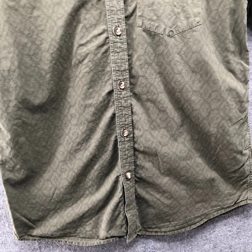Banana Republic Slim Fit Button Down Shirt Mens M Olive Green Short Sleeve